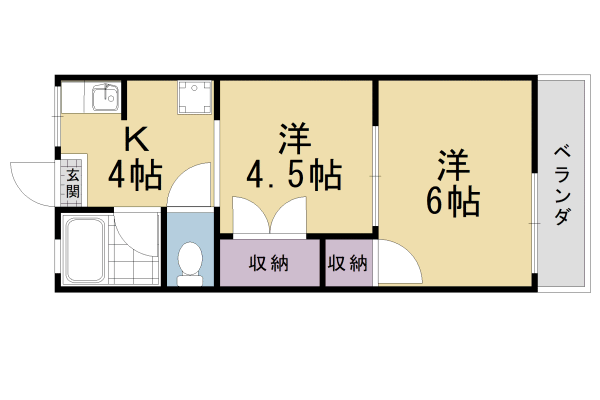 京都市伏見区桃山町和泉のアパートの間取り