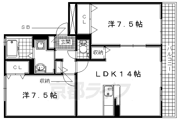 木津川市梅美台のアパートの間取り