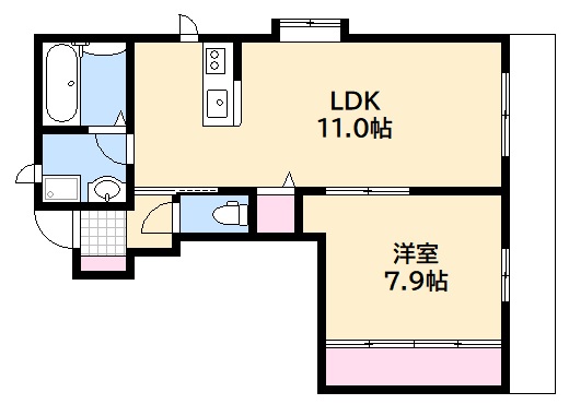 【広島市西区草津新町のアパートの間取り】