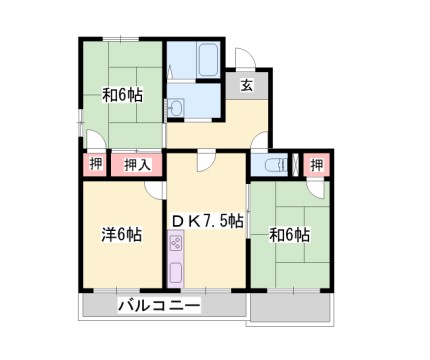 ガーデンハイツ北八代Bの間取り