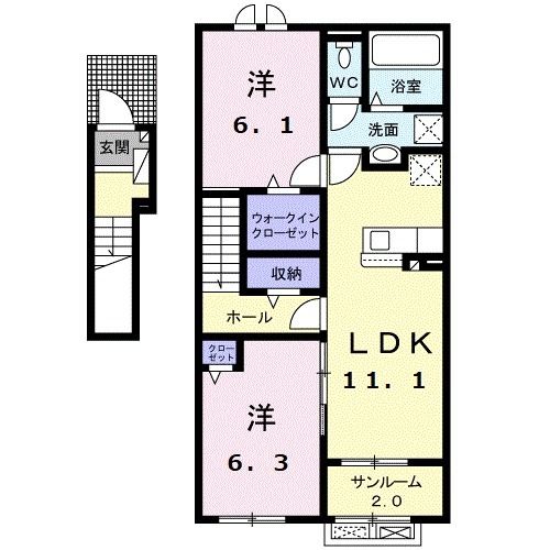 ローズ　ガーデン　大野　Ｂの間取り