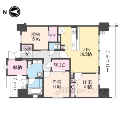 大津市におの浜のマンションの間取り