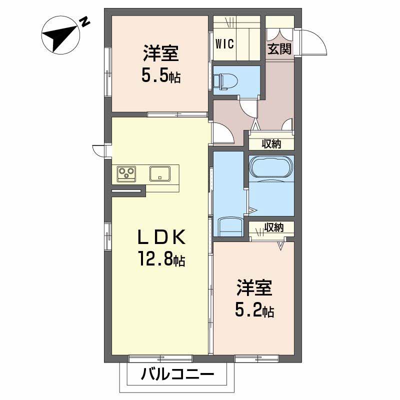 とさでん交通桟橋線 桟橋通四丁目駅 徒歩10分 2階建 築14年の間取り写真