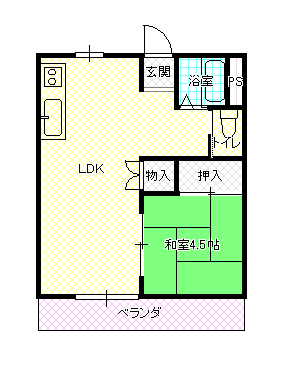 【宇部市北琴芝のアパートの間取り】