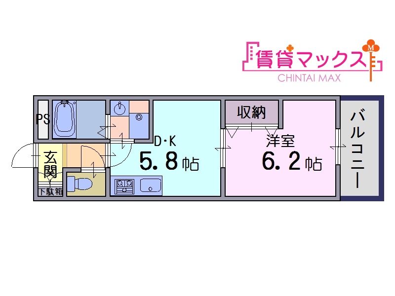 橿原市東坊城町のアパートの間取り