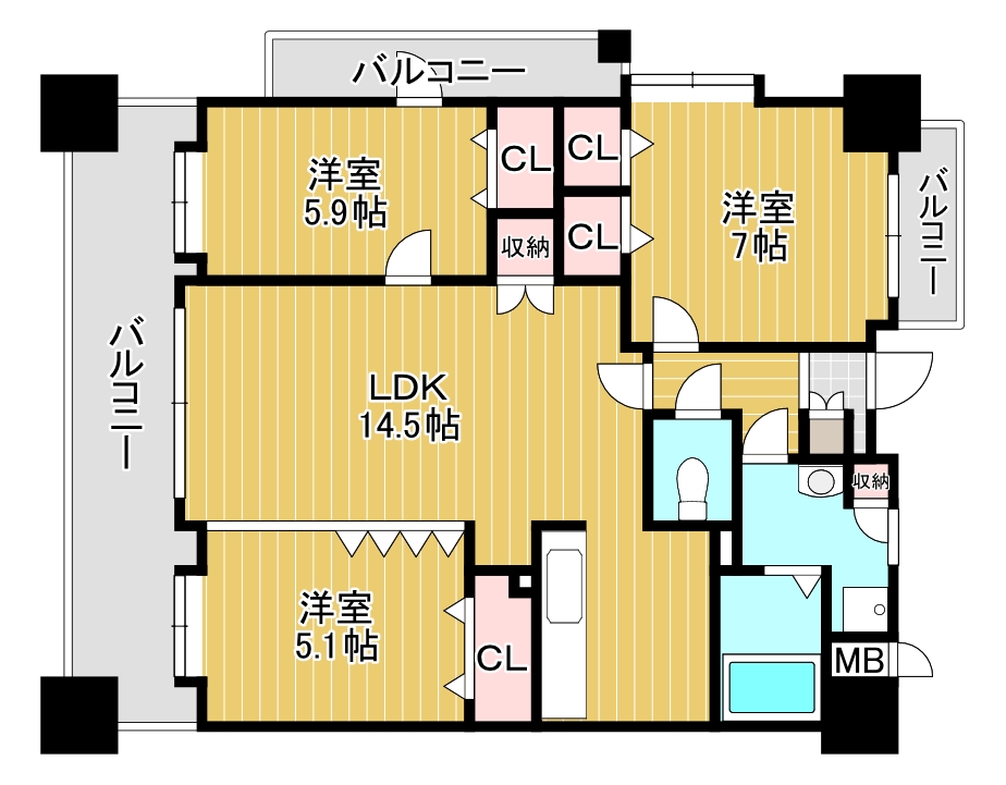 ニューサンリバー12番館の間取り