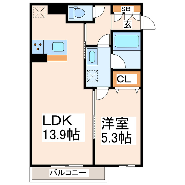 菊池郡菊陽町大字原水のアパートの間取り