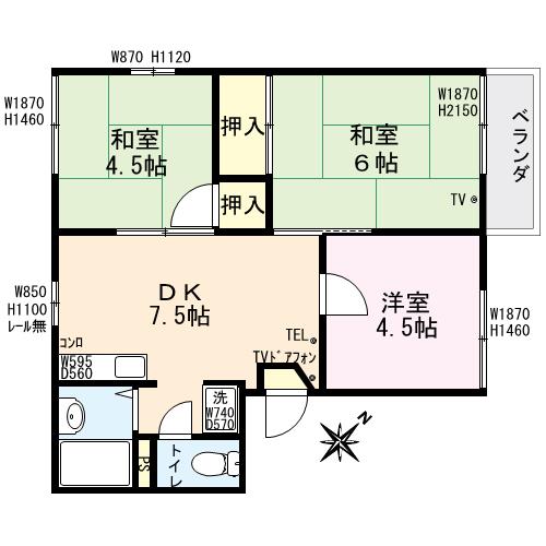 ベルメゾン橋本Aの間取り