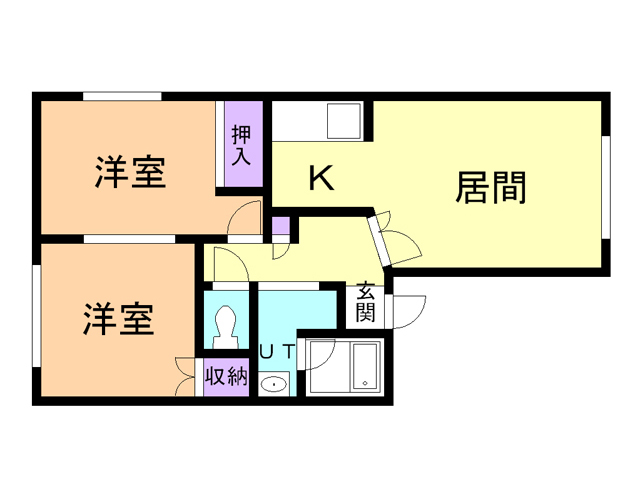 苫小牧市見山町のアパートの間取り