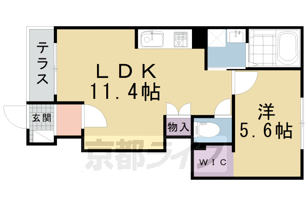 【京都市左京区岩倉幡枝町のアパートの間取り】