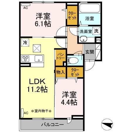 大和市深見西のアパートの間取り