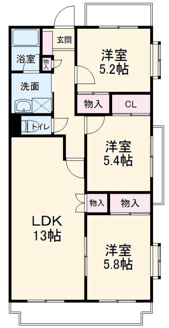 焼津市五ケ堀之内のマンションの間取り