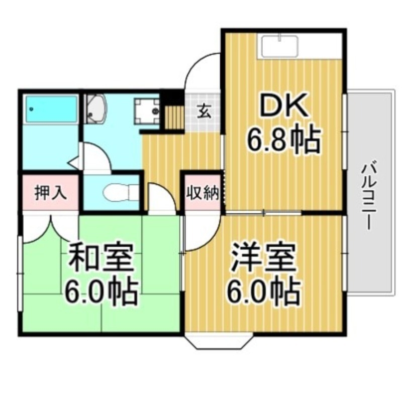 大野城市瑞穂町のアパートの間取り