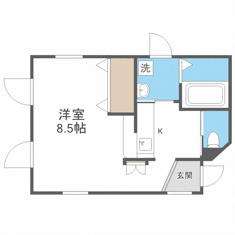 札幌市中央区南十三条西のアパートの間取り