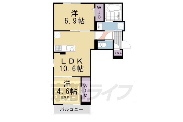 京都市西京区川島東代町のマンションの間取り