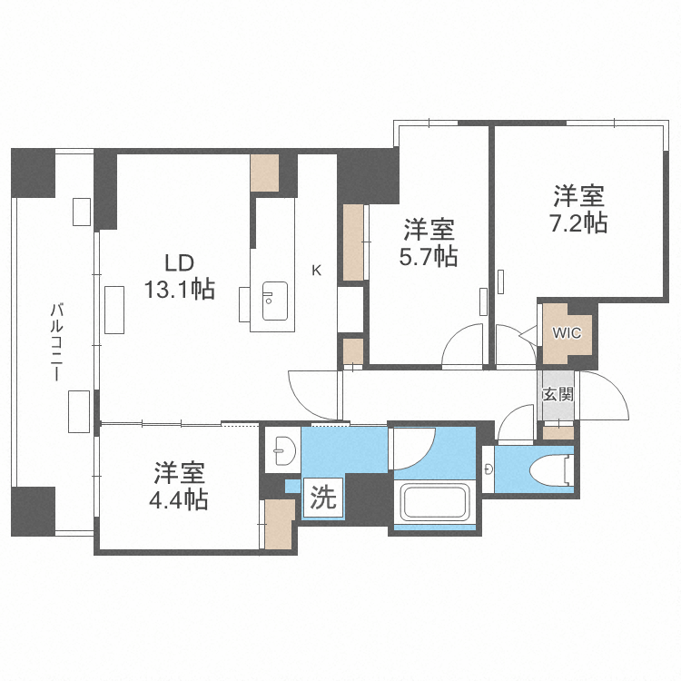 札幌市北区北十三条西のマンションの間取り