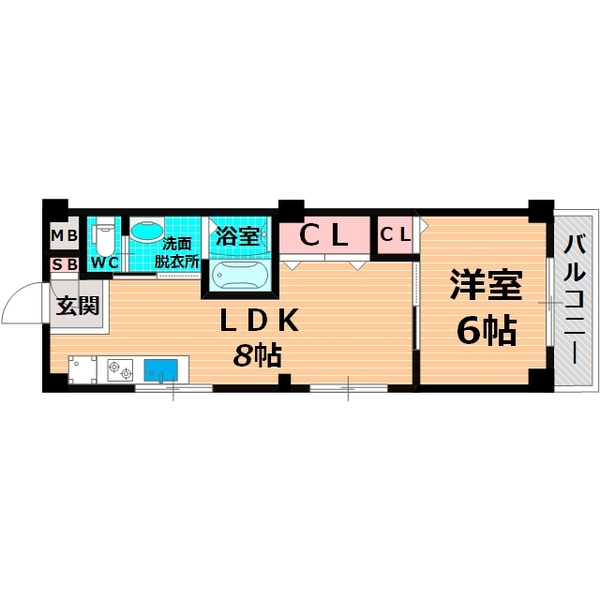 大阪市旭区中宮のマンションの間取り