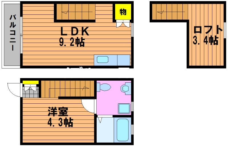 岡山市中区湊のアパートの間取り