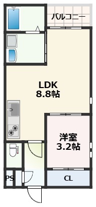 熊本市西区花園のアパートの間取り