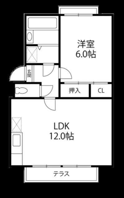 吹田市尺谷のアパートの間取り