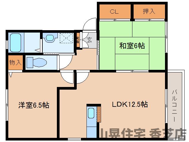 北葛城郡広陵町馬見中のアパートの間取り