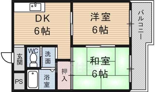 京都市伏見区竹田田中宮町のマンションの間取り