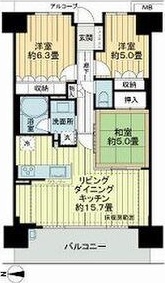 大阪市鶴見区浜のマンションの間取り