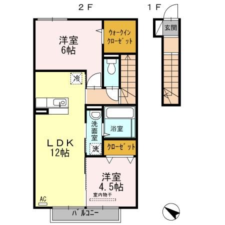 鹿児島市岡之原町のアパートの間取り