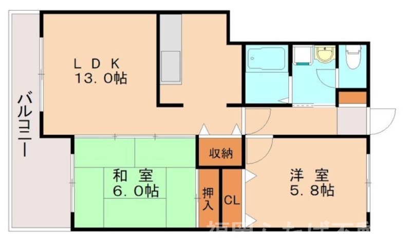 筑紫野市二日市西のマンションの間取り