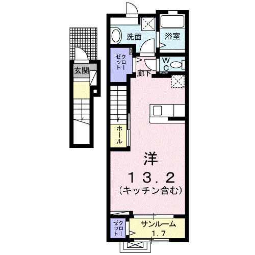 富山市黒瀬北町のアパートの間取り