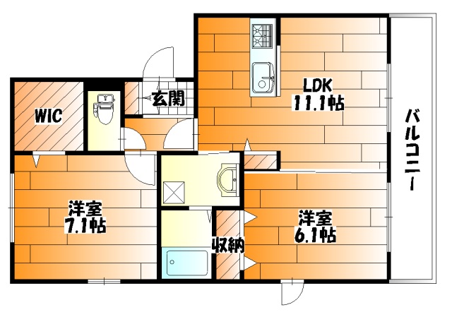 広島市安佐南区長束のアパートの間取り