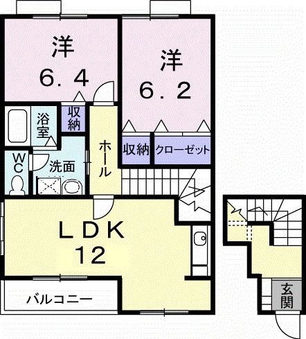 サンライズ・ｋ　Ａ棟の間取り