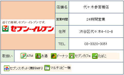コンビニ　セブンイレブン（コンビニ）まで247m