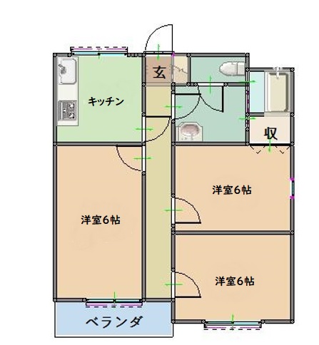 泉原祥栄ハイツC棟の間取り