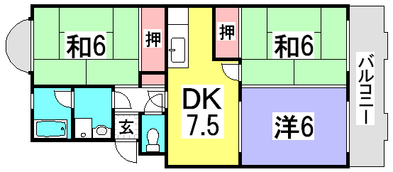 広島市西区井口のマンションの間取り