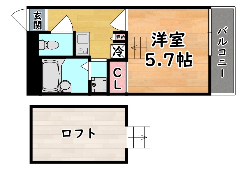 神戸市灘区新在家南町のマンションの間取り