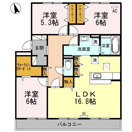 福山市曙町のアパートの間取り