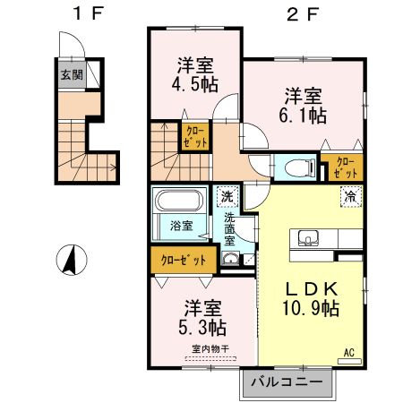 【高松市上林町のアパートの間取り】