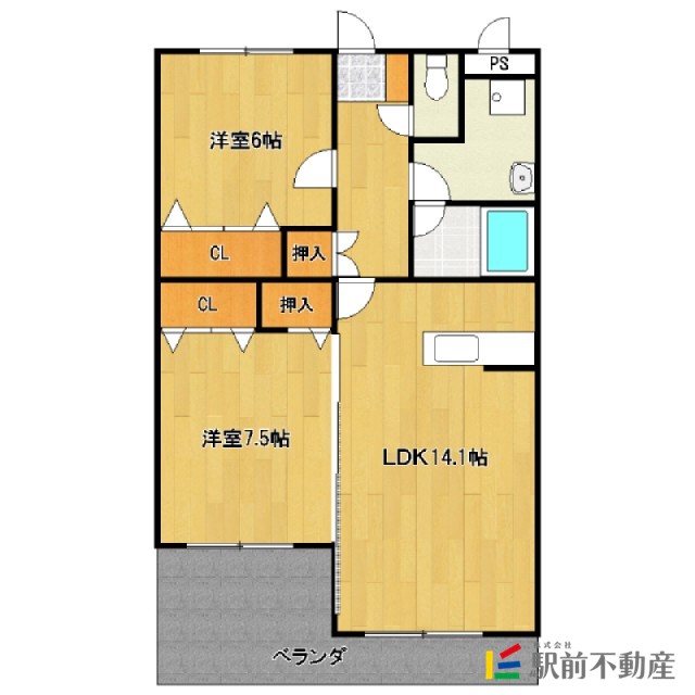 筑後市大字羽犬塚のマンションの間取り