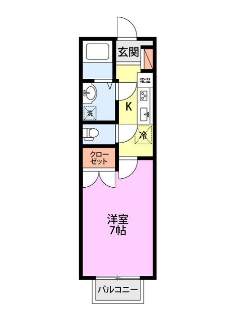 エムズプレイス(1K)の間取り
