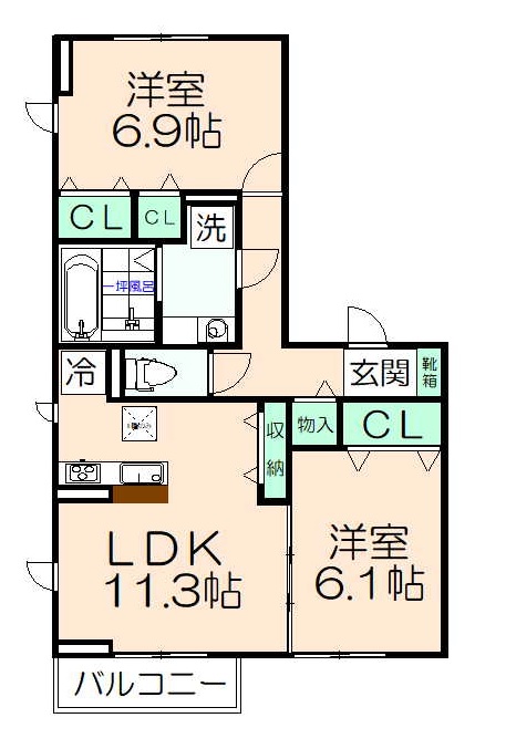 D-room西平山Ａ棟の間取り