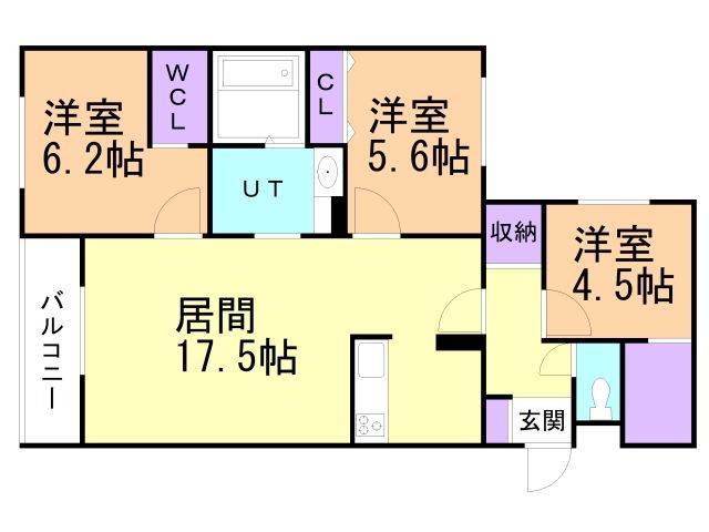 札幌市厚別区厚別南のマンションの間取り