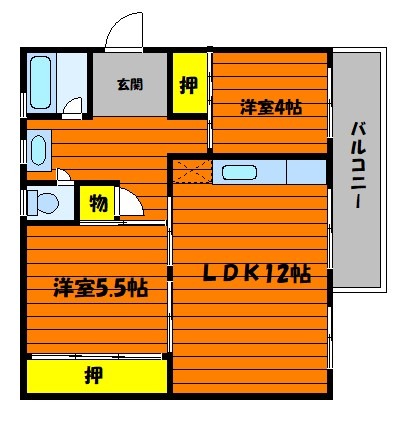 倉敷市水島相生町のマンションの間取り