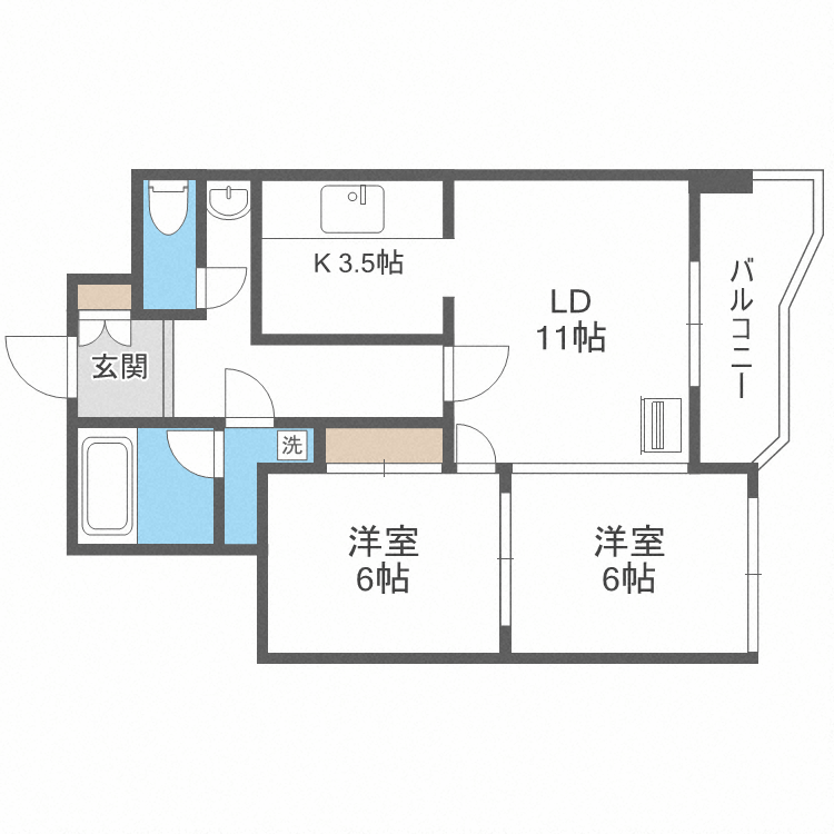 札幌市中央区南十三条西のマンションの間取り