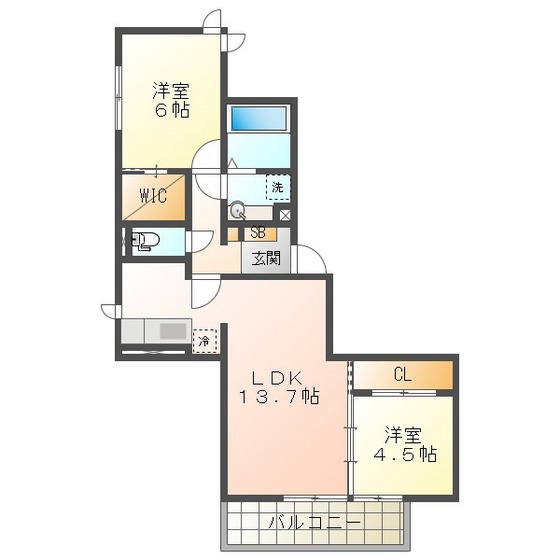 Ｄ－ｃｈａｍｂｒｅ元新町の間取り