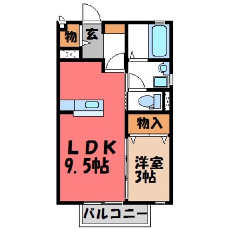 【宇都宮市城南のアパートの間取り】