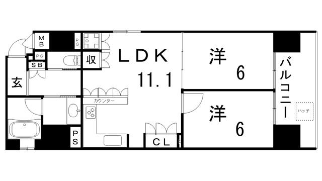 リーガル神戸三宮フラワーロードの間取り