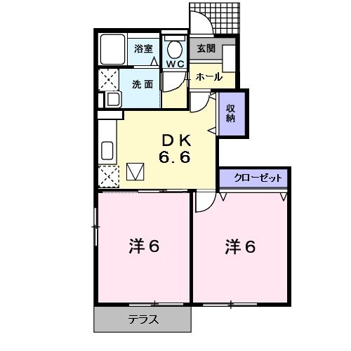 阪南市自然田のアパートの間取り