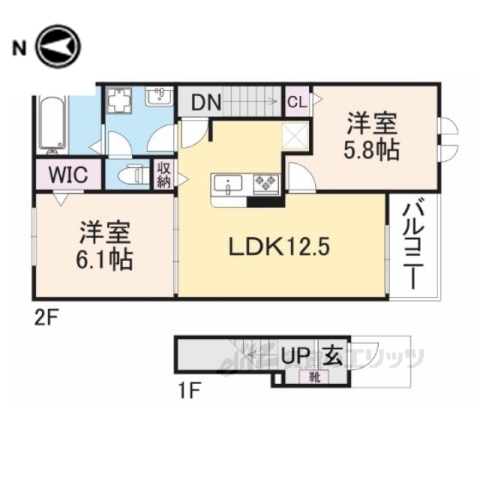 【米原市下多良のアパートの間取り】