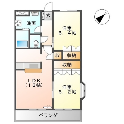 熊本市北区麻生田のアパートの間取り